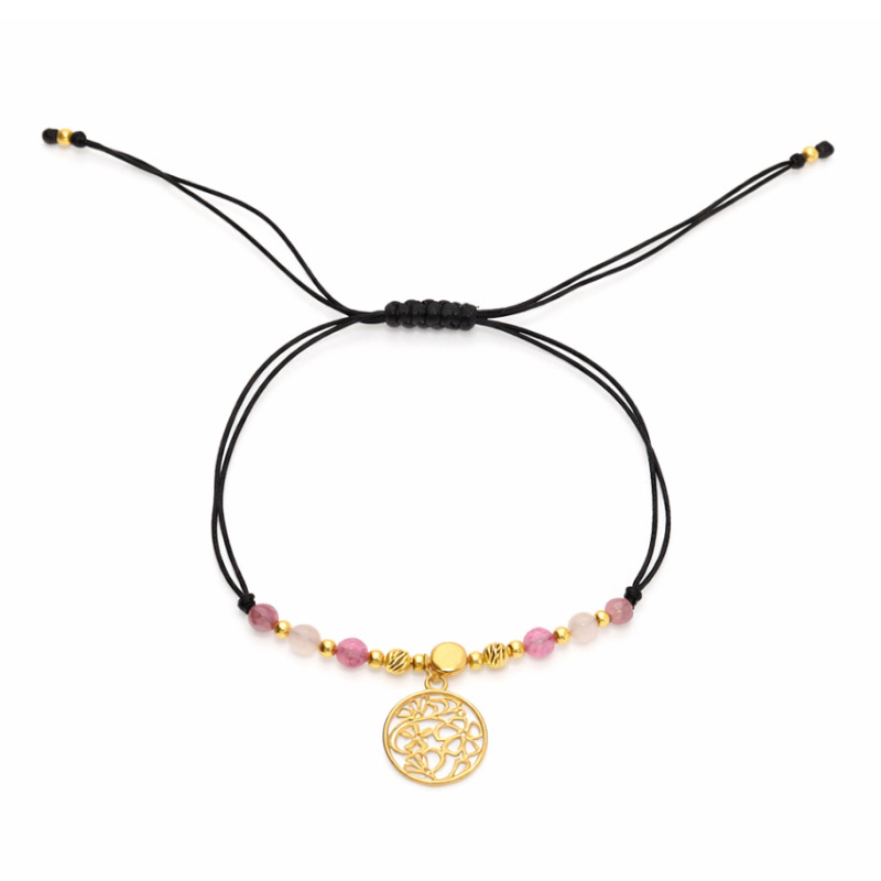 Bransoletka srebrna z kolorowymi turmalinami i ażurową blaszką, srebro 925