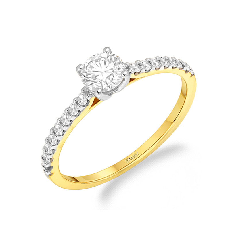 Pierścionek Soliter bis z diamentami laboratoryjnymi 0,51 ct, złoto 585