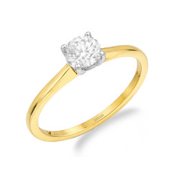 Pierścionek Soliter z diamentem laboroatoryjnym 0,48 ct, złoto 585