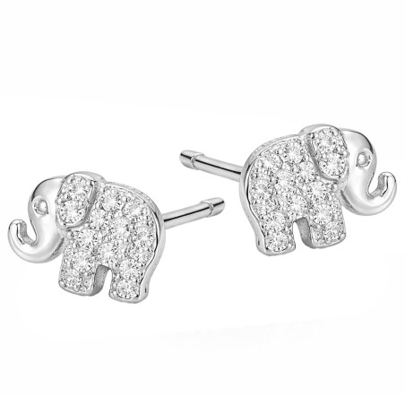 Srebrne Kolczyki Słoniki dla Dziewczynki z Cyrkoniami - JubilerSezam.pl