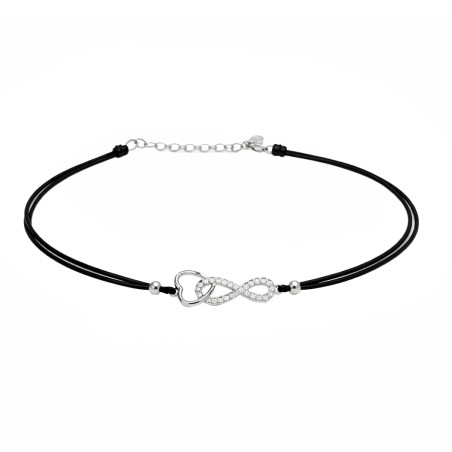 Srebrna Bransoletka Nieskończoność z Sercem - JubilerSezam.pl