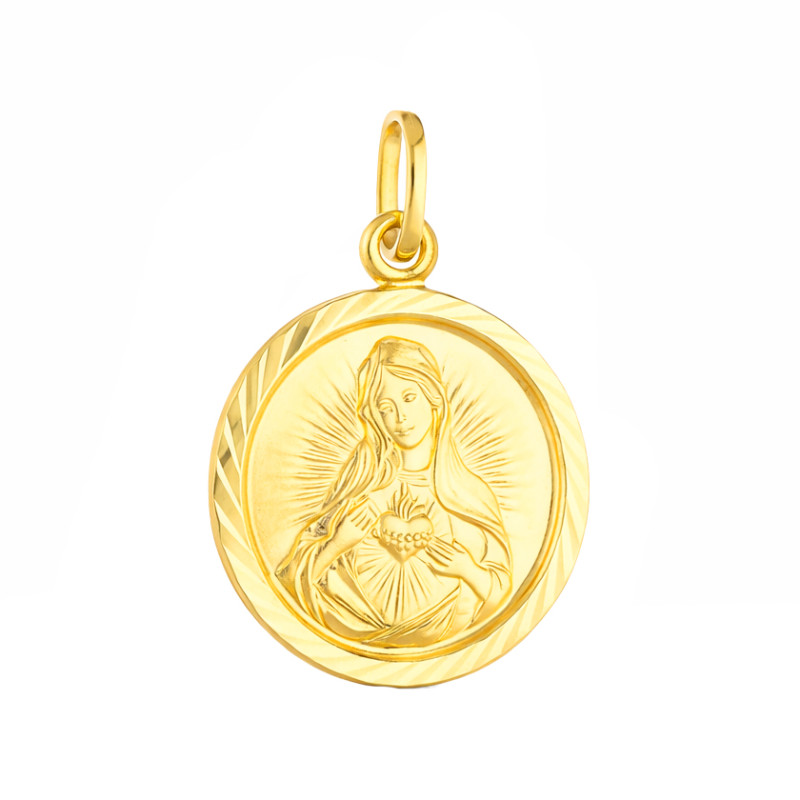 Medalik Serce Maryji w kole, złoto próby 585