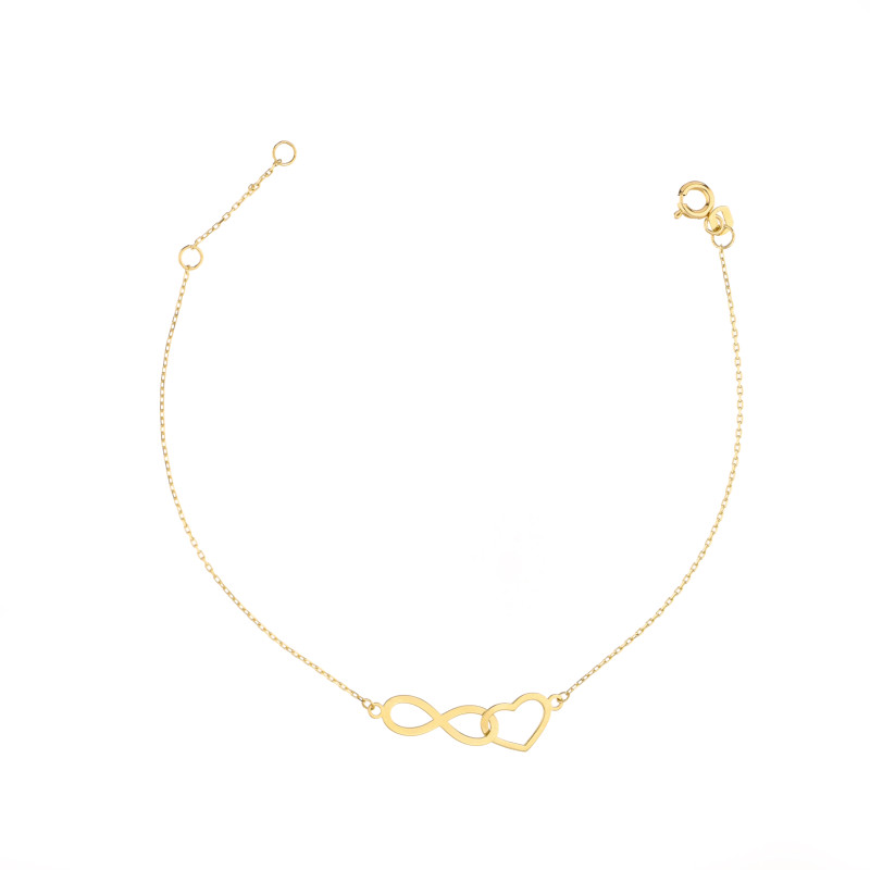 Bransoletka złota serce ramka z infinity, próba 375