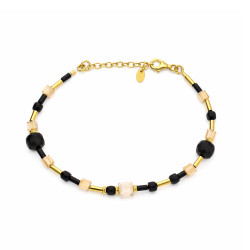 Bransoletka z czarnymi spinelami i kryształkami Swarovski