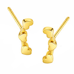 Kolczyki złote trzy serduszka na łuku, złoto próby 585