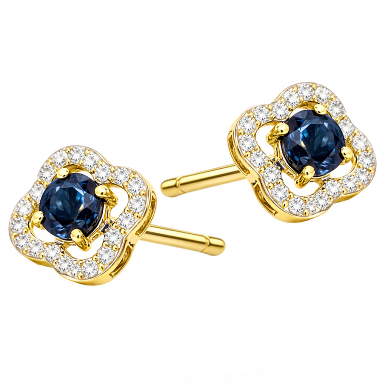 Kolczyki z diamentami 0,13 ct i topazami London 0,30 ct, złoto 585