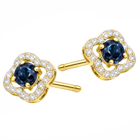 Kolczyki z diamentami 0,13 ct i topazami London 0,30 ct, złoto 585