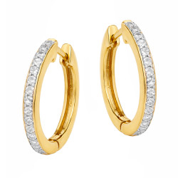 Kolczyki kółka Line z diamentami 0,112 ct, złoto 585