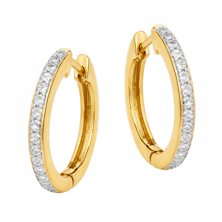 Kolczyki kółka Line z diamentami 0,112 ct, złoto 585