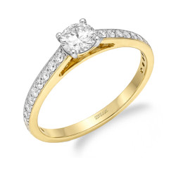 Pierścionek Soliter z diamentami laboratoryjnymi 0,69 ct, złoto 585