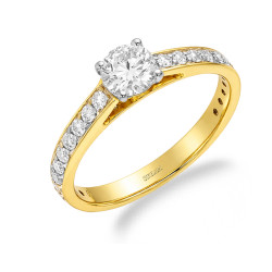 Pierścionek Soliter z diamentami laboratoryjnymi 1,05 ct, złoto 585