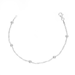 Bransoletka fantazyjna splot singapur i gładkie kulki, srebro rodowane 925