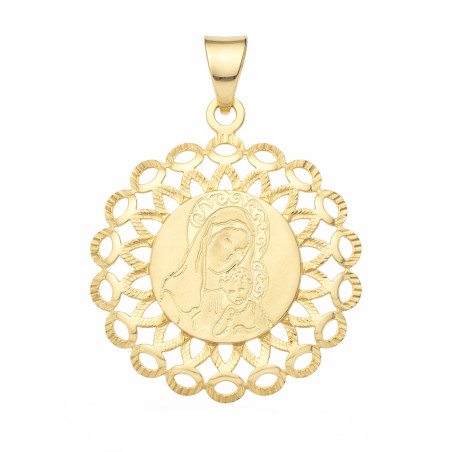 Medalik z Matką Boską z Dzieciątkiem ze złota 585