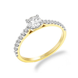 Pierścionek Soliter bis z diamentami laboratoryjnymi 0,74 ct, złoto 585