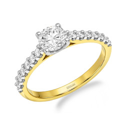 Pierścionek Soliter bis z diamentami laboratoryjnymi 1,08 ct, złoto 585