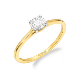 Pierścionek Soliter z diamentem laboratoryjnym 0,74 ct, złoto 585