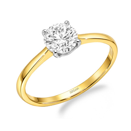 Pierścionek Soliter z diamentem laboratoryjnym 0,97 ct, złoto 585