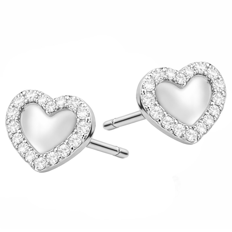 Srebrne kolczyki serca z cyrkoniami - JubilerSezam.pl