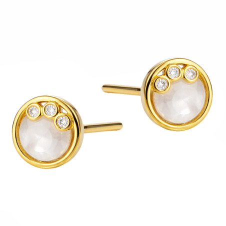 Pozłacane kolczyki koła z masą perłową i cyrkoniami - JubilerSezam.pl