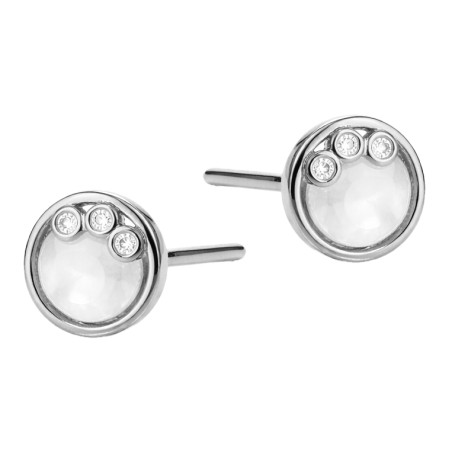 Srebrne kolczyki koła z masą perłową i cyrkoniami - JubilerSezam.pl