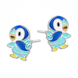 Kolczyki dla dziewczynki emaliowany pingwin, srebro 925