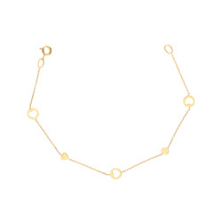 Bransoletka z sercami wyciętymi w kole, złoto próby 585