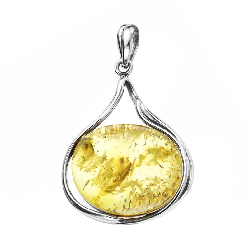 Zawieszka srebrna z bursztynem żółtym