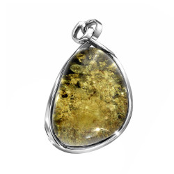 Broszka z Bursztynem Zielonym Srebrna - JubilerSezam.pl