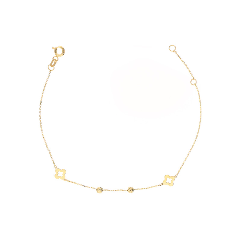 Złota Bransoletka Koniczynki Kulki pr. 375 - JubilerSezam.pl