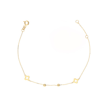 Złota Bransoletka Koniczynki Kulki pr. 375 - JubilerSezam.pl