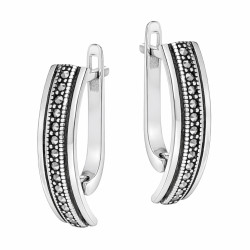 Kolczyki srebrne 925 oksydowane blaszki z markazytami