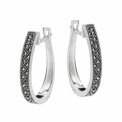 Kolczyki srebrne owalne z oksydą i markazytami