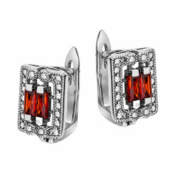 Kolczyki srebrne 925 oksydowane z cyrkoniami i markazytami