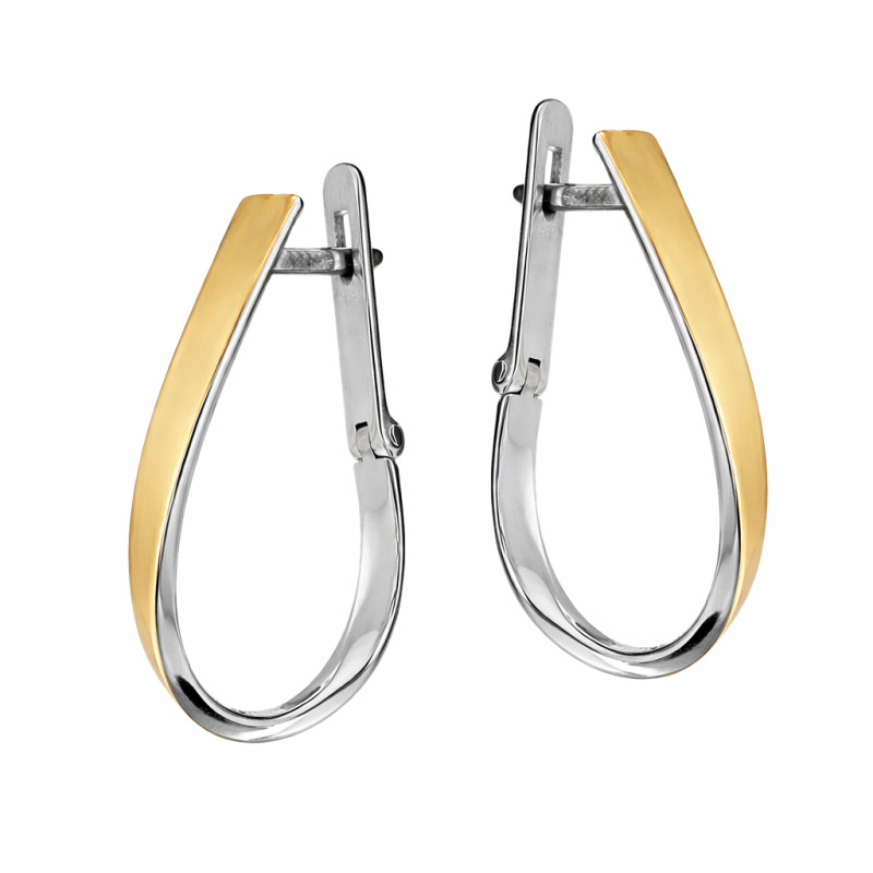 Kolczyki skręcone owale ze srebra 925 z blaszką ze złota 375