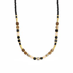 Naszyjnik z fasetowanymi kwarcami, agatami i spinelami, elementy srebrne próby 925 koloru złotego