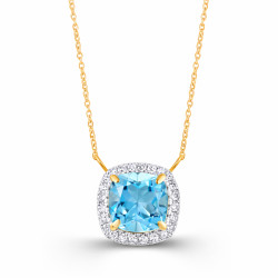 Naszyjnik Markiza z topazem Swiss 1,13 ct i diamentami 0,13 ct, złoto 585