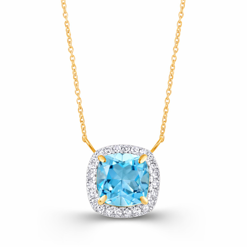 Naszyjnik Markiza z topazem Swiss 1,13 ct i diamentami 0,13 ct, złoto 585