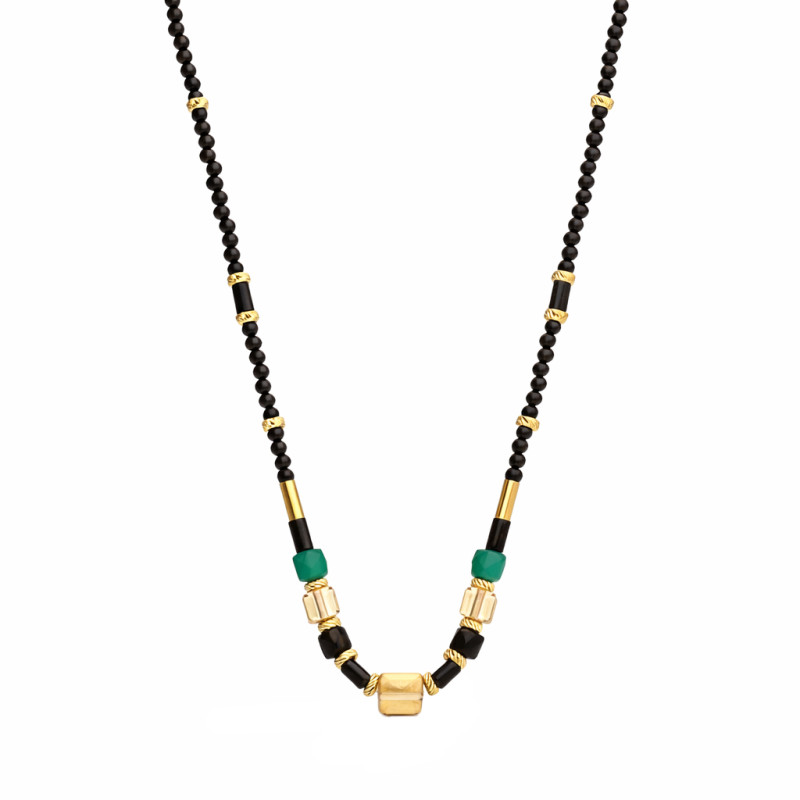 Naszyjnik z agatami, spinelami i kryształkami Swarovski, srebrne elementy próby 925 koloru złotego