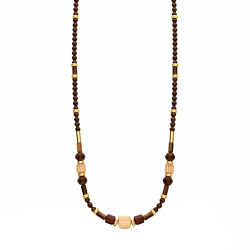 Naszyjnik z tygrysim okiem, bronzytem i kryształkami Swarovski, srebro 925 koloru złotego