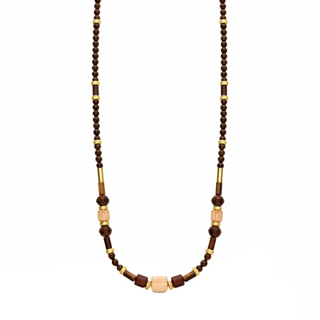 Naszyjnik z tygrysim okiem, bronzytem i kryształkami Swarovski, srebro 925 koloru złotego