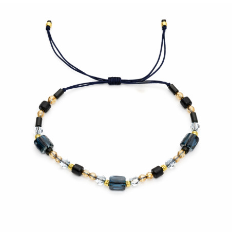 Bransoletka sznurkowa z nocą Kairu i kryształkami Swarovski, srebro 925 koloru złotego