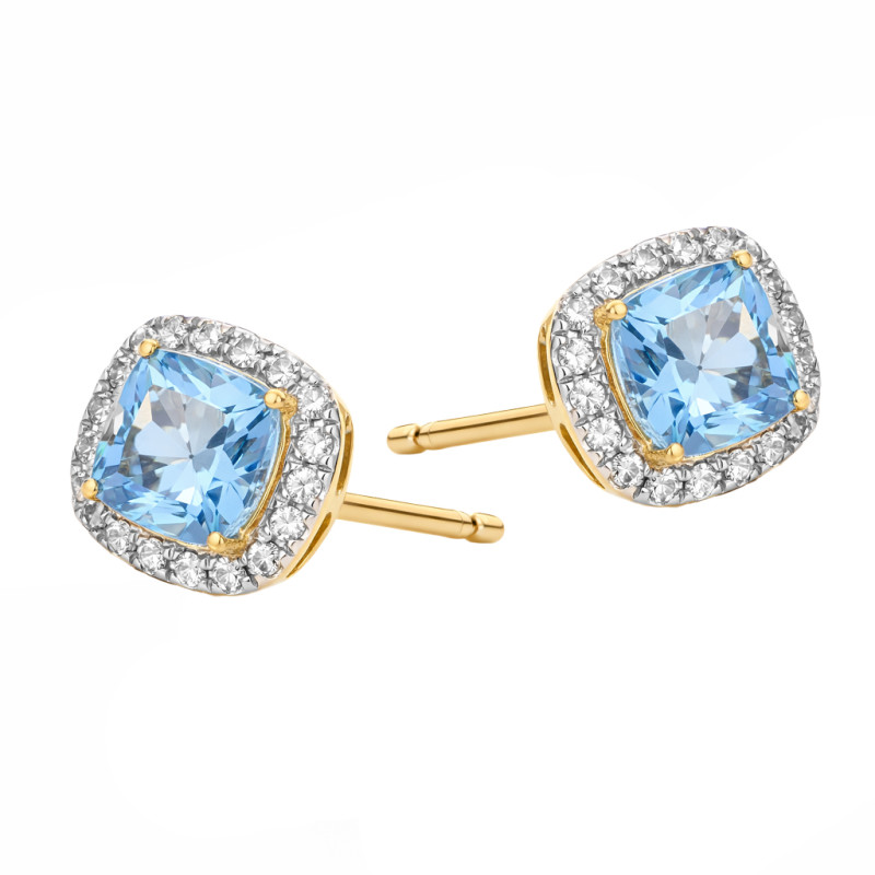 Kolczyki Markiza z topazami Swiss 0,69 ct i diamentami, złoto 585