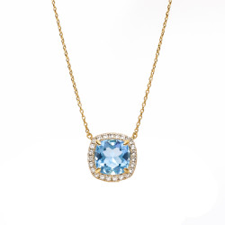 Naszyjnik Markiza z topazem Swiss 1,13 ct i diamentami 0,13 ct, złoto 585