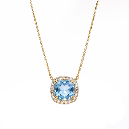 Naszyjnik Markiza z topazem Swiss 1,13 ct i diamentami 0,13 ct, złoto 585