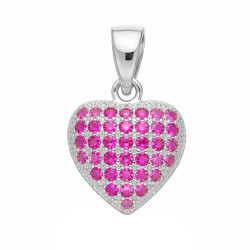 Serduszko srebrne z różowymi cyrkoniami, srebro 925