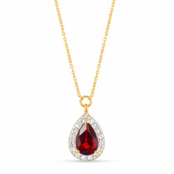 Naszyjnik Markiza kropla z granatem 0,44 ct i diamentami 0,09 ct, złoto 585
