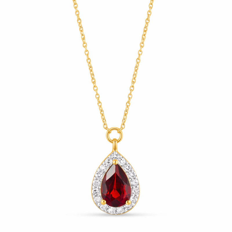 Naszyjnik Markiza kropla z granatem 0,44 ct i diamentami 0,09 ct, złoto 585
