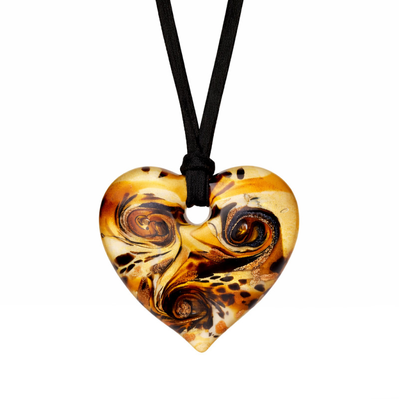 Naszyjnik OVER serce ze szkła Murano na czarnej aksamitce