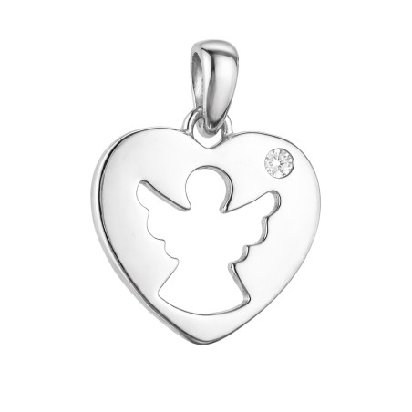 Serduszko z wyciętym aniołem, srebro próby 925