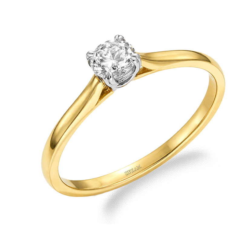 Pierścionek z diamentem laboratoryjnym Soliter 0,31 ct, złoto 585